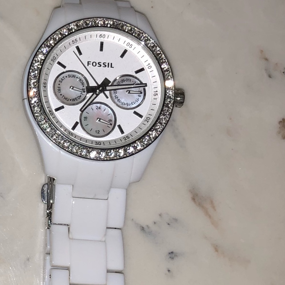 White fossil watch